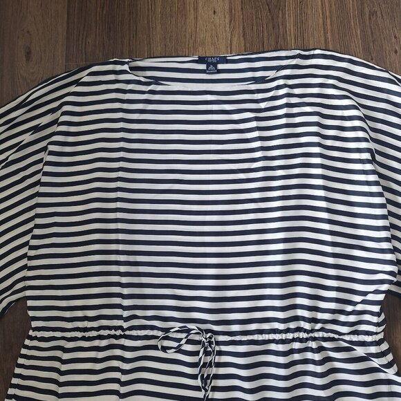 💙 Chaps Navy Striped Oversized Wide Sleeve Top Size XL/1X Nautical Preppy - Picture 3 of 8